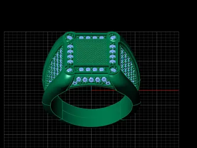 Print Ready STL 3DM  Gents Rings Diamond Men Ring  3D print model 53
