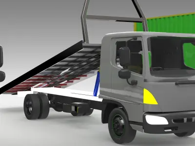 3 Trucks 3D Model  Dump Truck Container Carrier Flatbed Loader 3D model