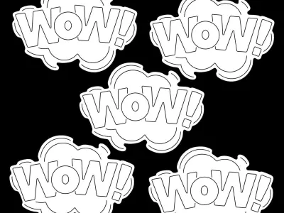 Wow Neon Sign 3D model