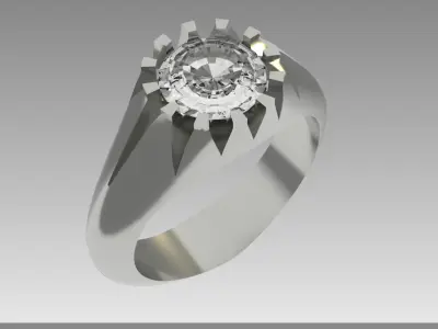 7mm round stone heavy style ring 3D model