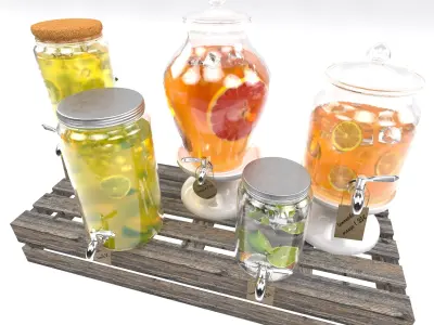 Lemonade set 2 in jar with tag 3D model