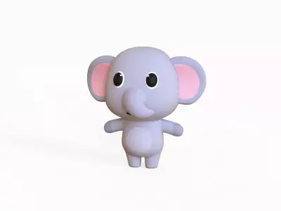 Cartoon Elephant - Chubby Animal Rigged Low-poly 3D model