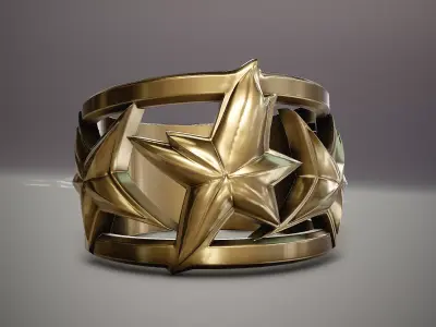 Star Motif Gold Ring  3D print model