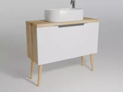 Bathroom cabinet with sink and faucet 3D model
