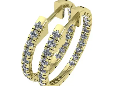 19mm Inside-Outside Diamond Hoop Earrings Huggies 3D print model