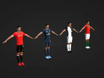 Cristiano Ronaldo - Manchester - Madrid - Juventus - Portugal Low-poly 3D model