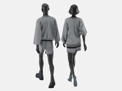 Sport Clothes Couple Set 01 3D model