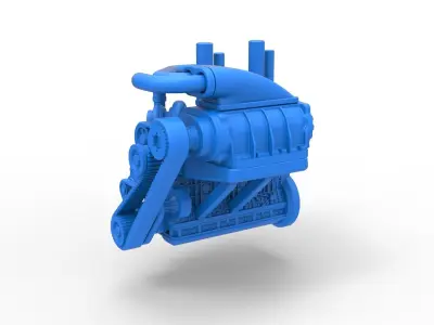 Twin turbo supercharged straight-six engine Scale 1 to 25 3D print model