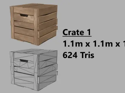 Stylized PBR Wooden Crates and Pallets Game Ready Low-poly 3D model