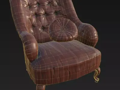 ArmChair Classic J65 Low-poly 3D model