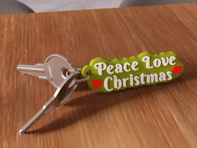 Peace Love Christmas Heart Keychain - 468 3D print model