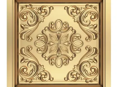 Carved Ceiling Tile 07 Low-poly 3D model