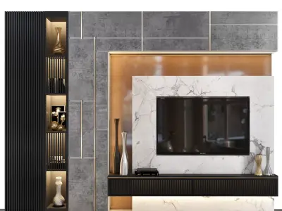 tv wall 02 Low-poly 3D model