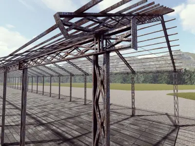 Detailed Building steel canopy- Exterior 3Dsmax - Revit 3D model