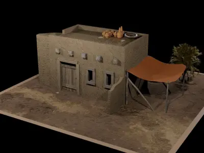 Desert Middle Eastern House Free 3D model