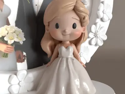 Cute Wedding Frame 3D Model STL for Decoration Gift 3D print model