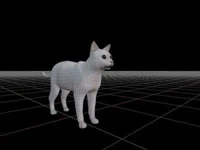 Khao Manee White Cat Low-poly 3D model