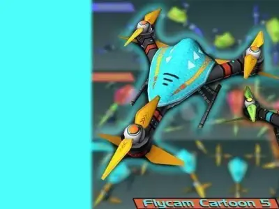 Flycam cartoon 5 Low-poly 3D model