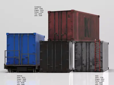 WellCar Container Stair  Low-poly 3D model