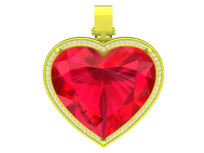 A7856 Art Diamond Heart Pendant 3D Model 3D print model