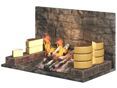 Raclette cheese fireplace 3D model