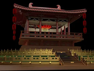 Chinese pavilion 3D model 3