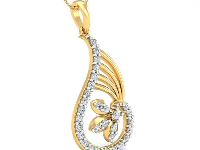 Yellow gold diamond pendent-P3 PS-01 3D print model