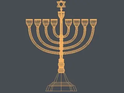 Gold menorah 3D model