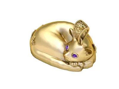 Sleeping Royal Cat Pendant     3D print model