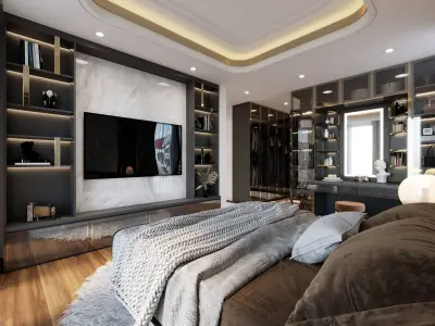 Modern Bedroom 3D Interior Scene 3D model