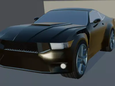 Stylized Muscular car Free low-poly 3D model