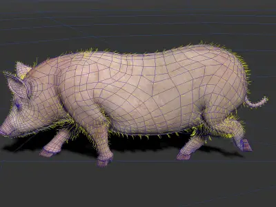 Pig rigging For 3Dmax 3D model Low-poly 3D model