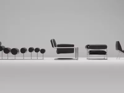 Leather Chairs furniture pack 3D model