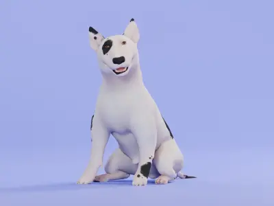 Low poly - Stylized dog - Bull Terrier Low-poly 3D model