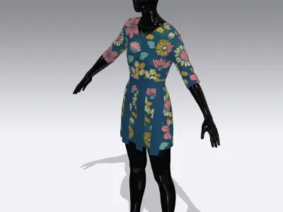 Female Cloth Dress Low-poly 3D model