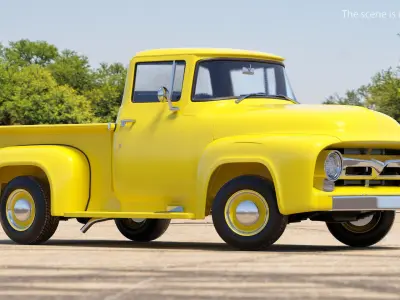 Classic Pickup Truck Rigged 3D model