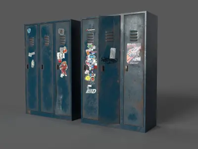 Vandalised Locker Low-poly 3D model