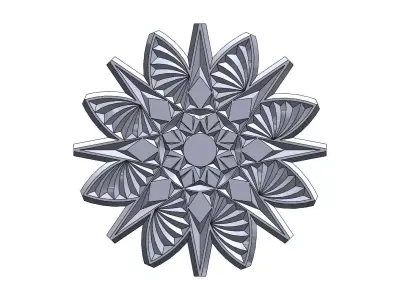 Round floral wood or plaster ornament 3D print model