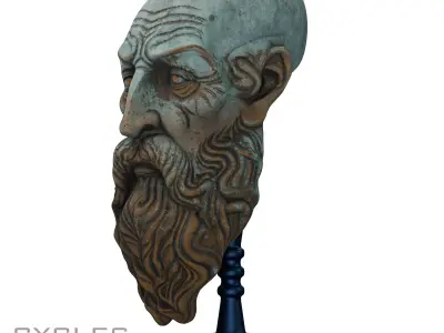 Wise Man Sculpture with Watercolor Finish Low-poly 3D model