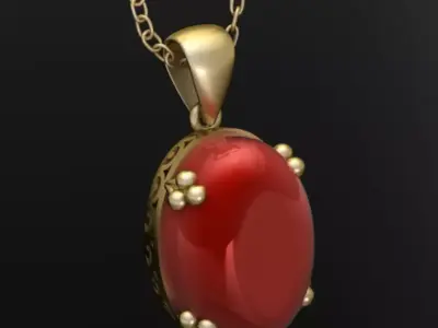 Luxury Classic Pendant Red Opal 3D print model