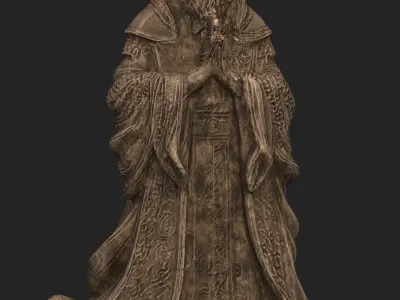 Bishop Statue Low-poly 3D model