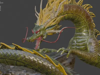 Naga Fang Lao Chinese Dragon Blender Project File Low-poly 3D model