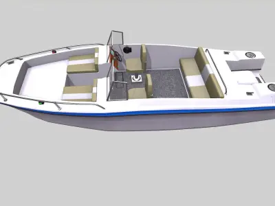 Ski Boat Low-poly PBR Low-poly 3D model