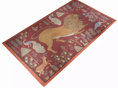 Vintage Red Lion Rug Carpet Low-poly 3D model