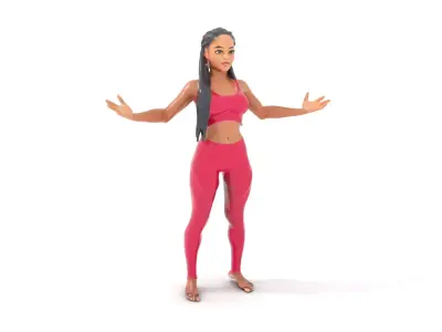 Female Athletic Character Model Rigged and Animated D Low-poly 3D model