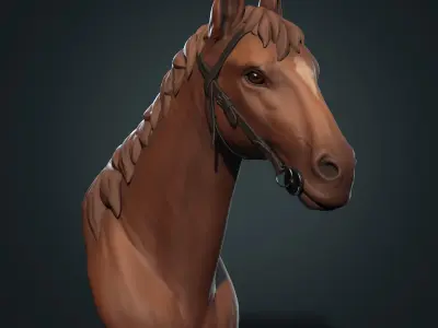Head of Horse low poly model Low-poly 3D model