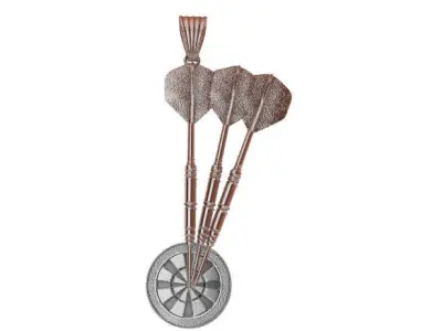 Set of Dart with Dart Board Pendant Necklace Charm Jewelry 3D print model