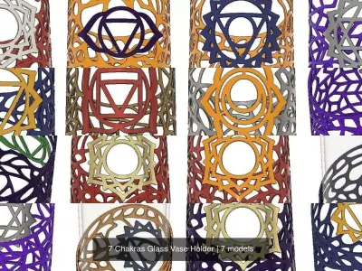 7 Chakras Glass Vase Holder 3D Model Collection