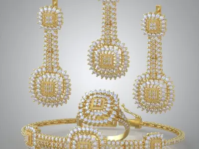 Ring Bracelet Earring and Pendant Set 3D printable model 0007 3D Model Pack