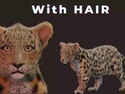 Jaguar leopard puma Panthera Onca with Fur 3D model